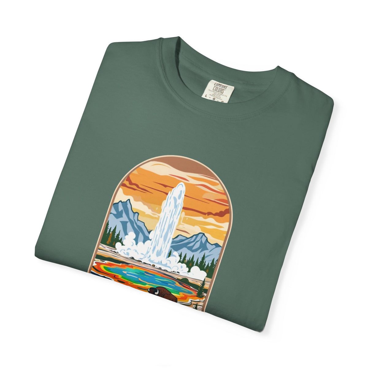 Yellowstone National Park T-Shirt — Retro Geyser & Bison Graphic