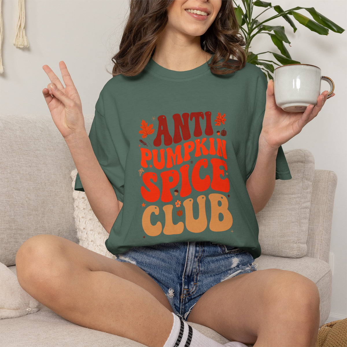 Anti Pumpkin Spice Club T-shirt | Retro Fall Graphic