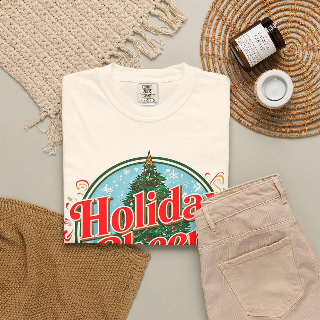 Holiday Cheer Santa Christmas T-shirt | Festive Tree Graphic