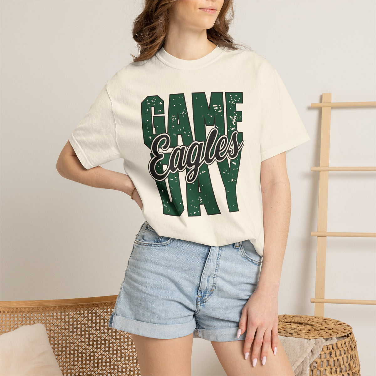 Game Day Eagles T-shirt | Vintage Green Lettering
