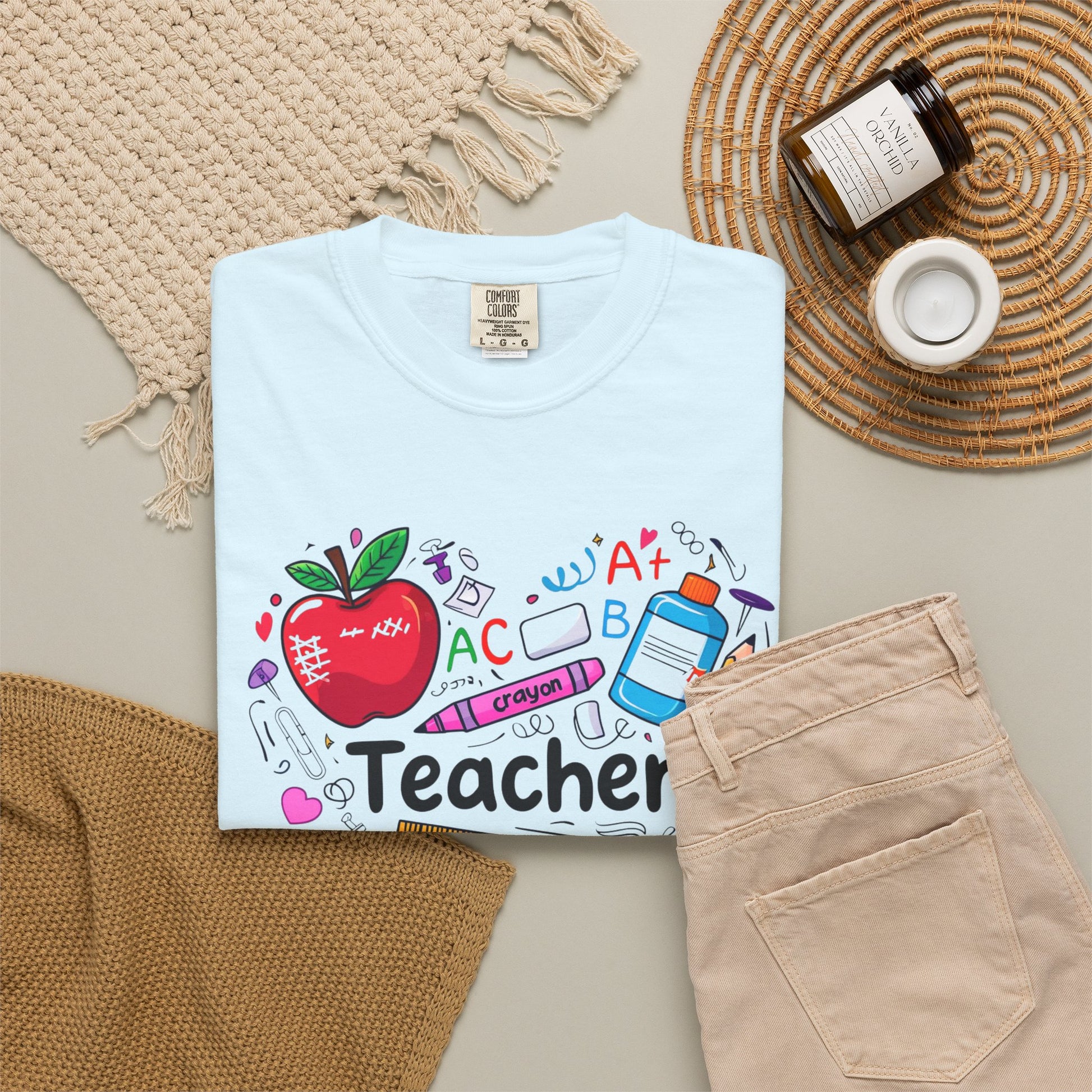 Heart of School Teacher T-shirt | Apple Pencil Ruler Classroom Design