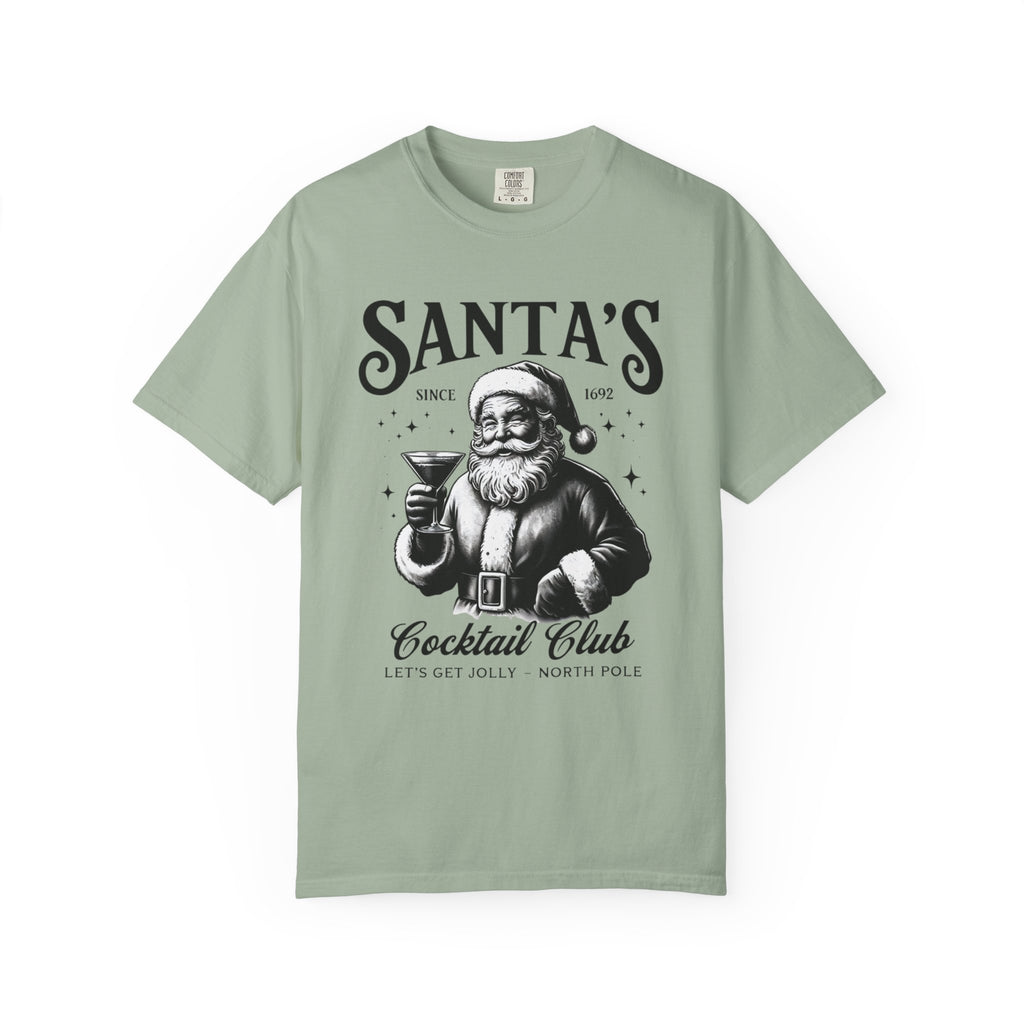 Santa's Cocktail Club T-shirt | Vintage Santa Holding Martini, Holiday Tee