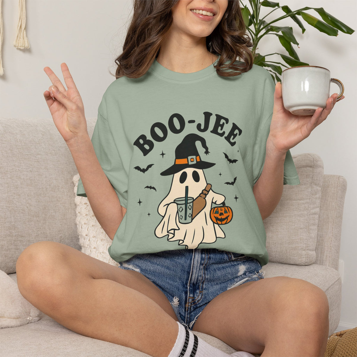 Boo-Jee Ghost Witch T-shirt | Halloween Ghost Illustration
