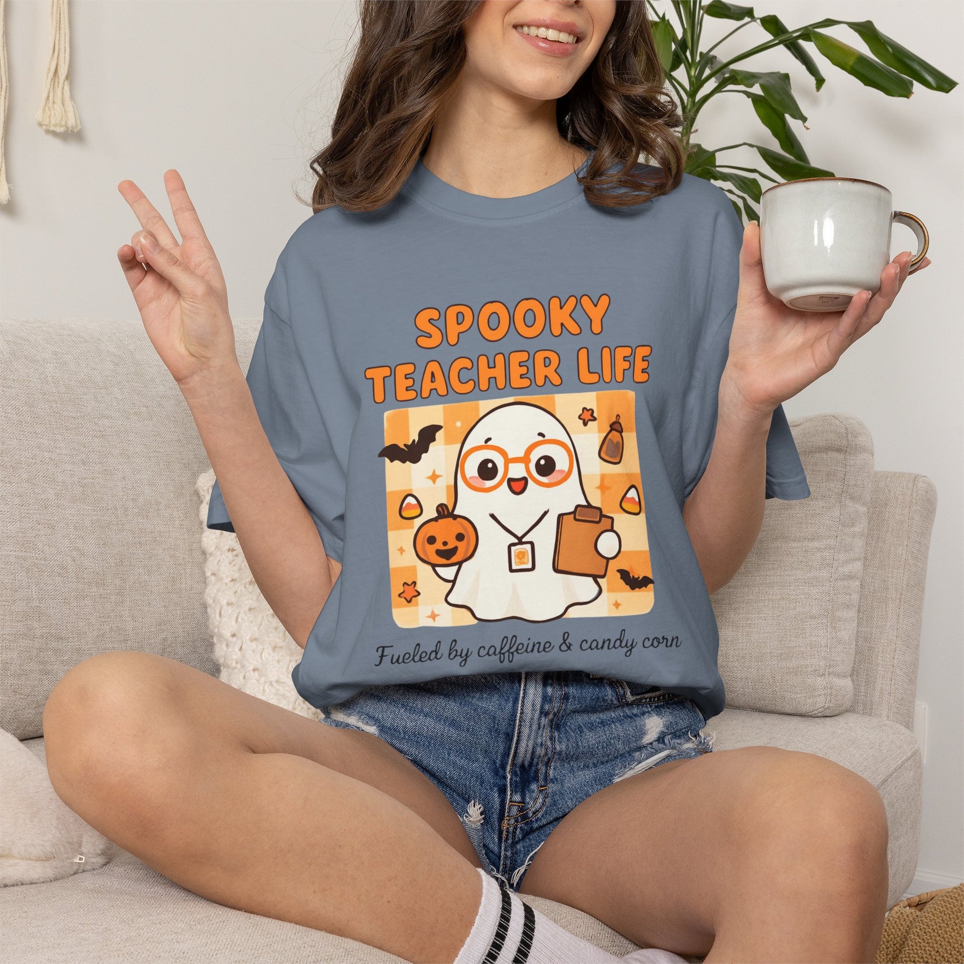 Spooky Teacher Life T-shirt | Halloween Teacher Shirt, Ghost Cartoon Design