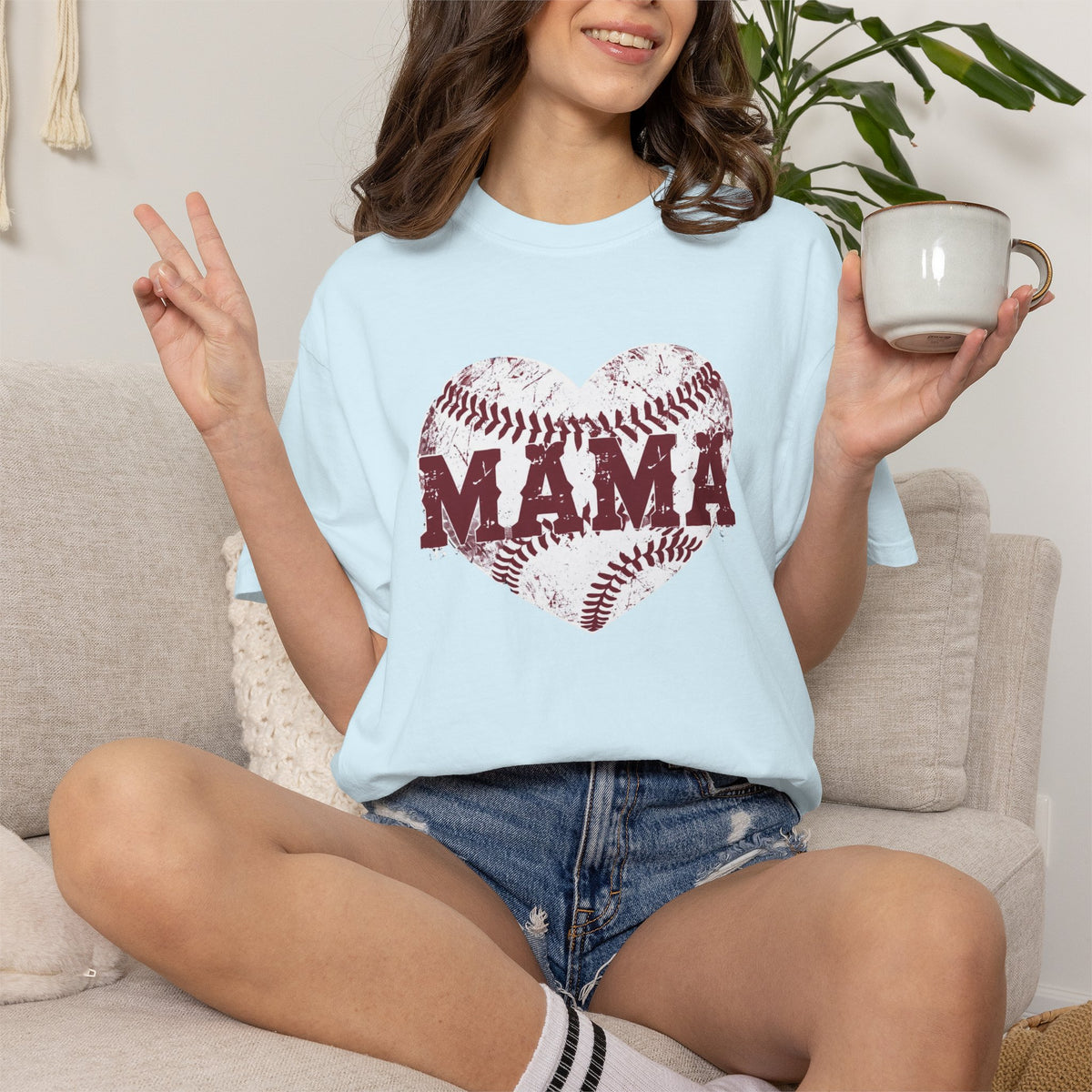 Baseball Heart MAMA T-shirt | Mom Softball Mom Tee