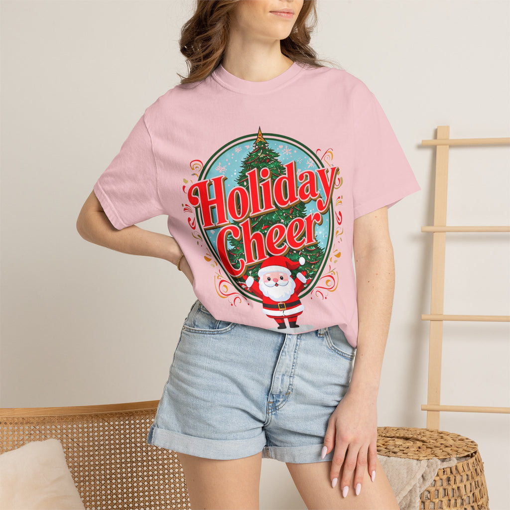 Holiday Cheer Santa Christmas T-shirt | Festive Tree Graphic