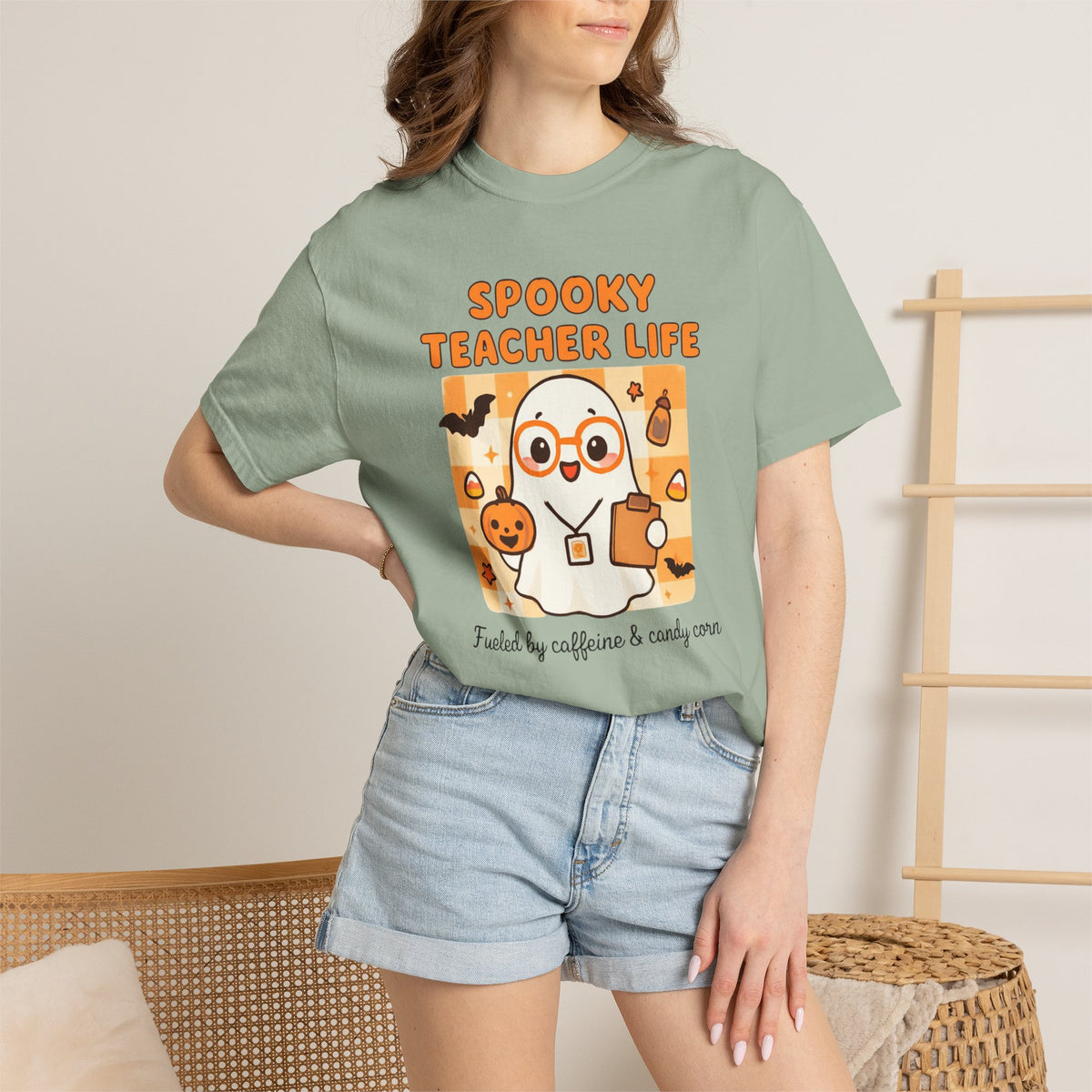 Spooky Teacher Life T-shirt | Halloween Teacher Shirt, Ghost Cartoon Design