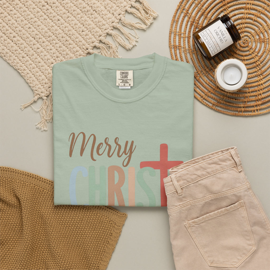 Merry CHRISTmas Cross T-Shirt | Christmas Christian Holiday Tee