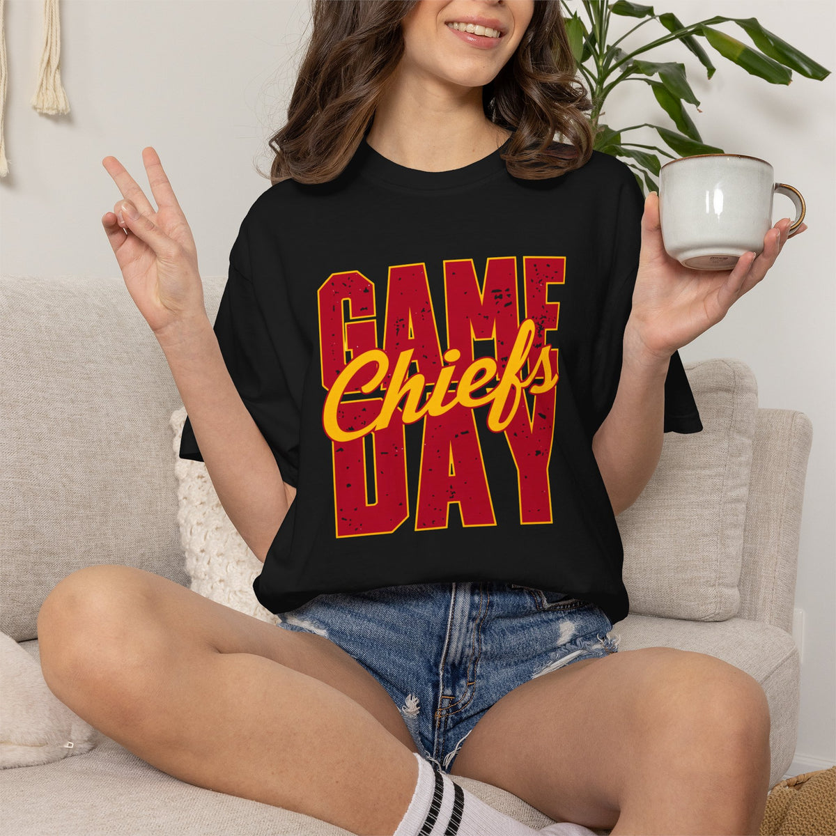 Game Day Chiefs T-shirt | Football Fan Tee, Red & Gold Sport Design
