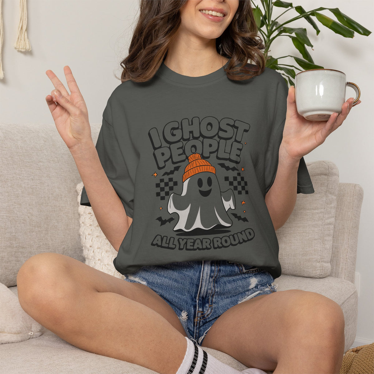 I Ghost People All Year Round T-shirt | Cute Ghost Graphic Tee