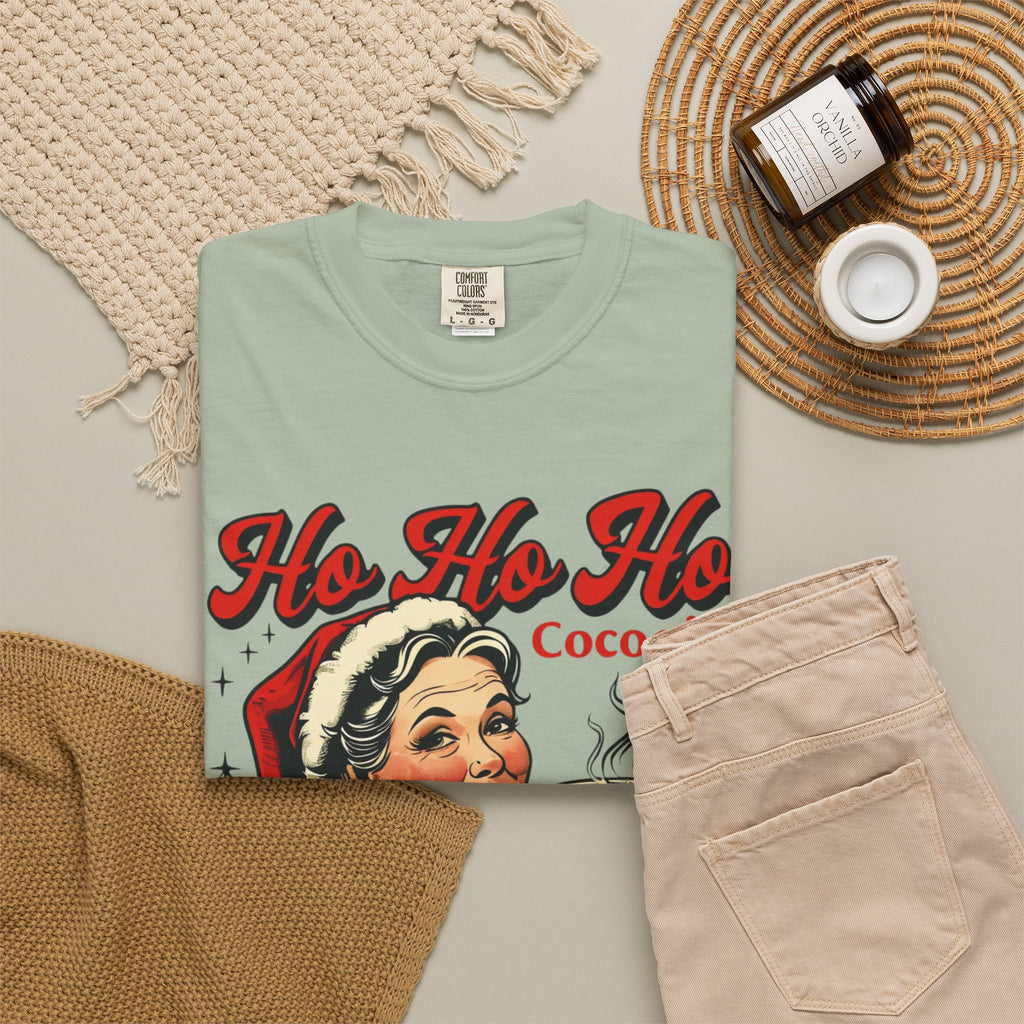 Ho Ho Ho Cocoa! vintage Mrs. Claus illustration T-Shirt | Christmas tee