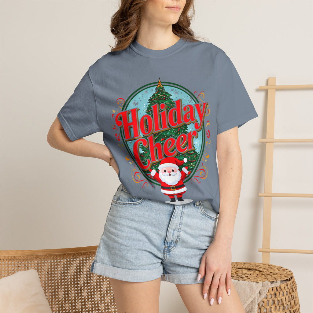 Holiday Cheer Santa Christmas T-shirt | Festive Tree Graphic