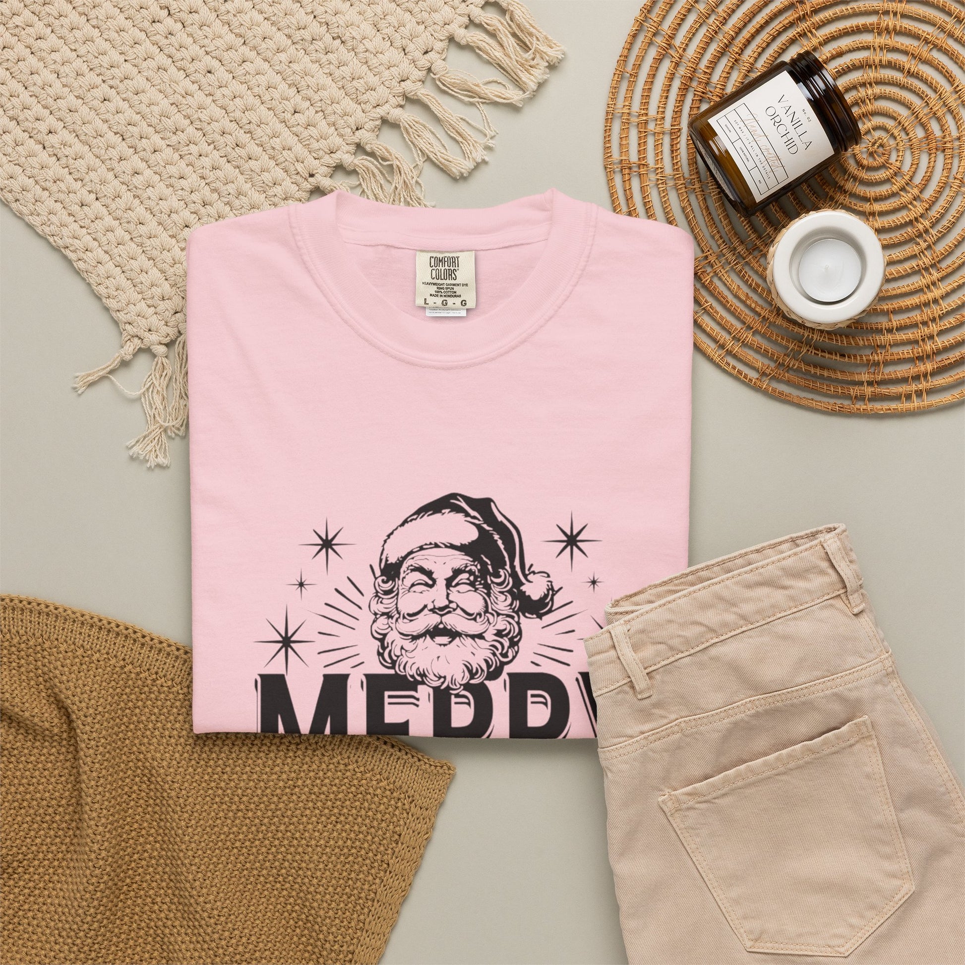 Merry Christmas Santa Face T-shirt | Vintage Holiday Typography