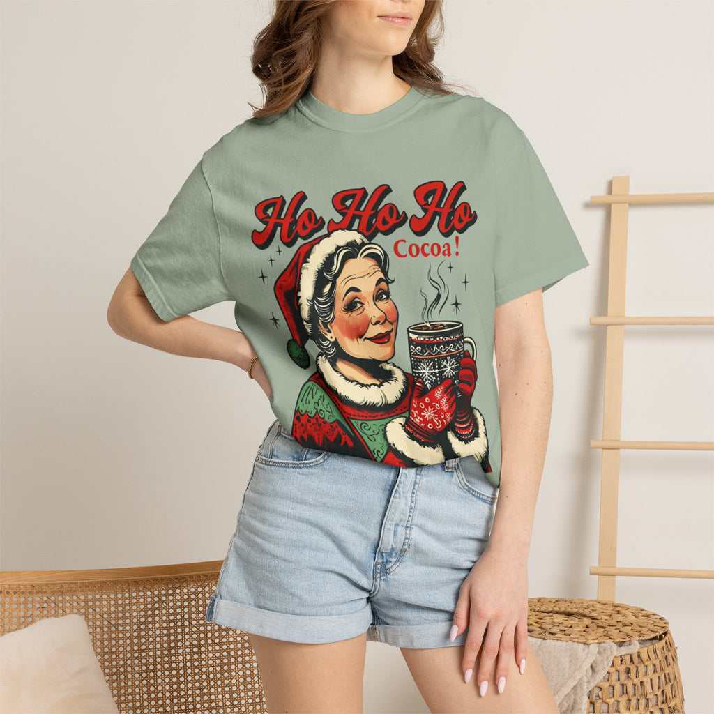 Ho Ho Ho Cocoa! vintage Mrs. Claus illustration T-Shirt | Christmas tee