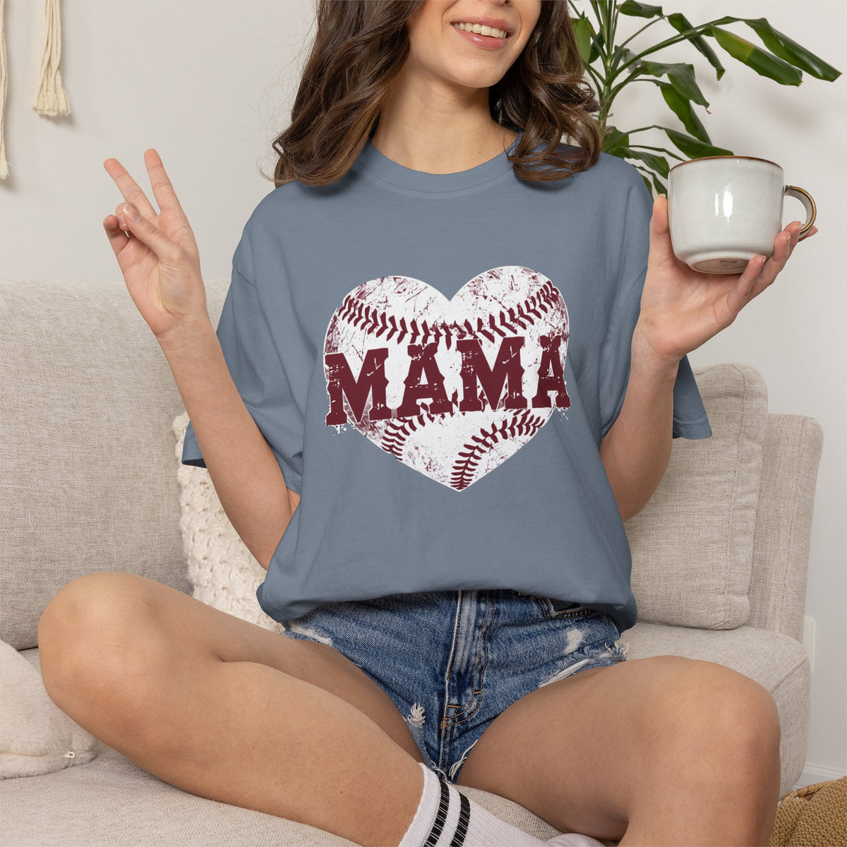 Baseball Heart MAMA T-shirt | Mom Softball Mom Tee