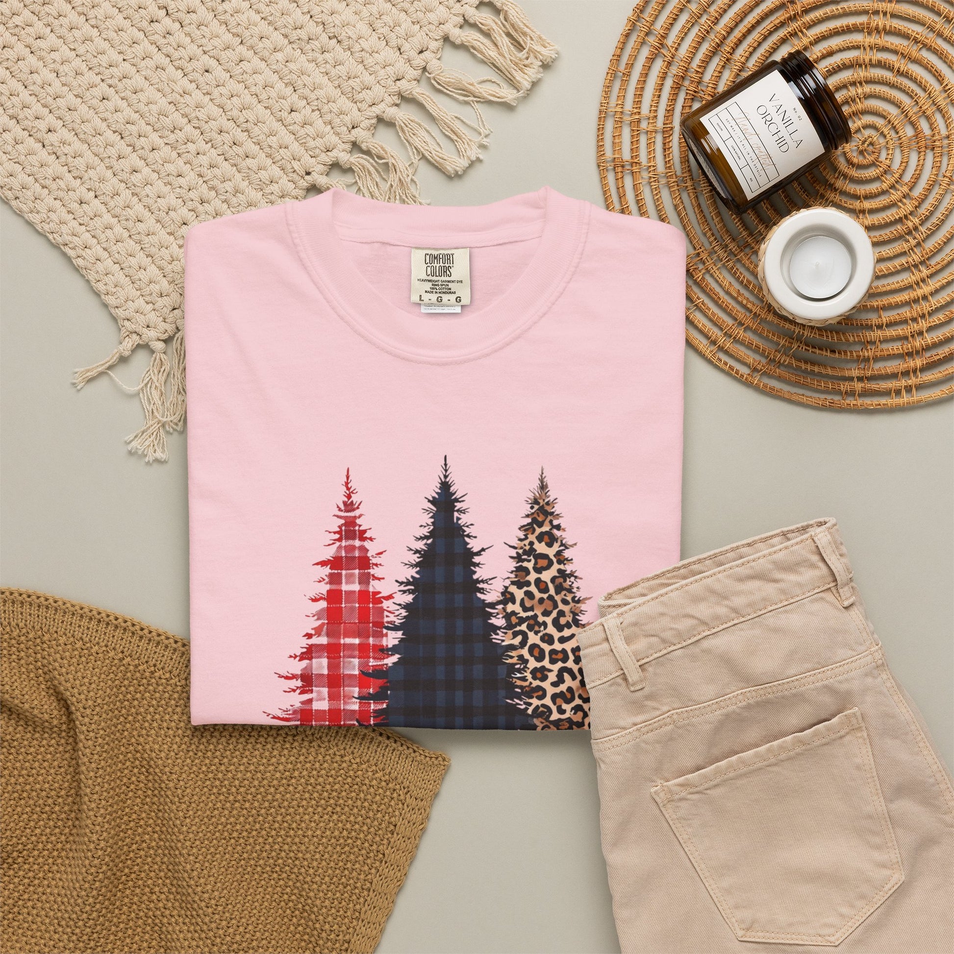 Buffalo Plaid & Leopard Christmas Trees T-Shirt | Merry Christmas