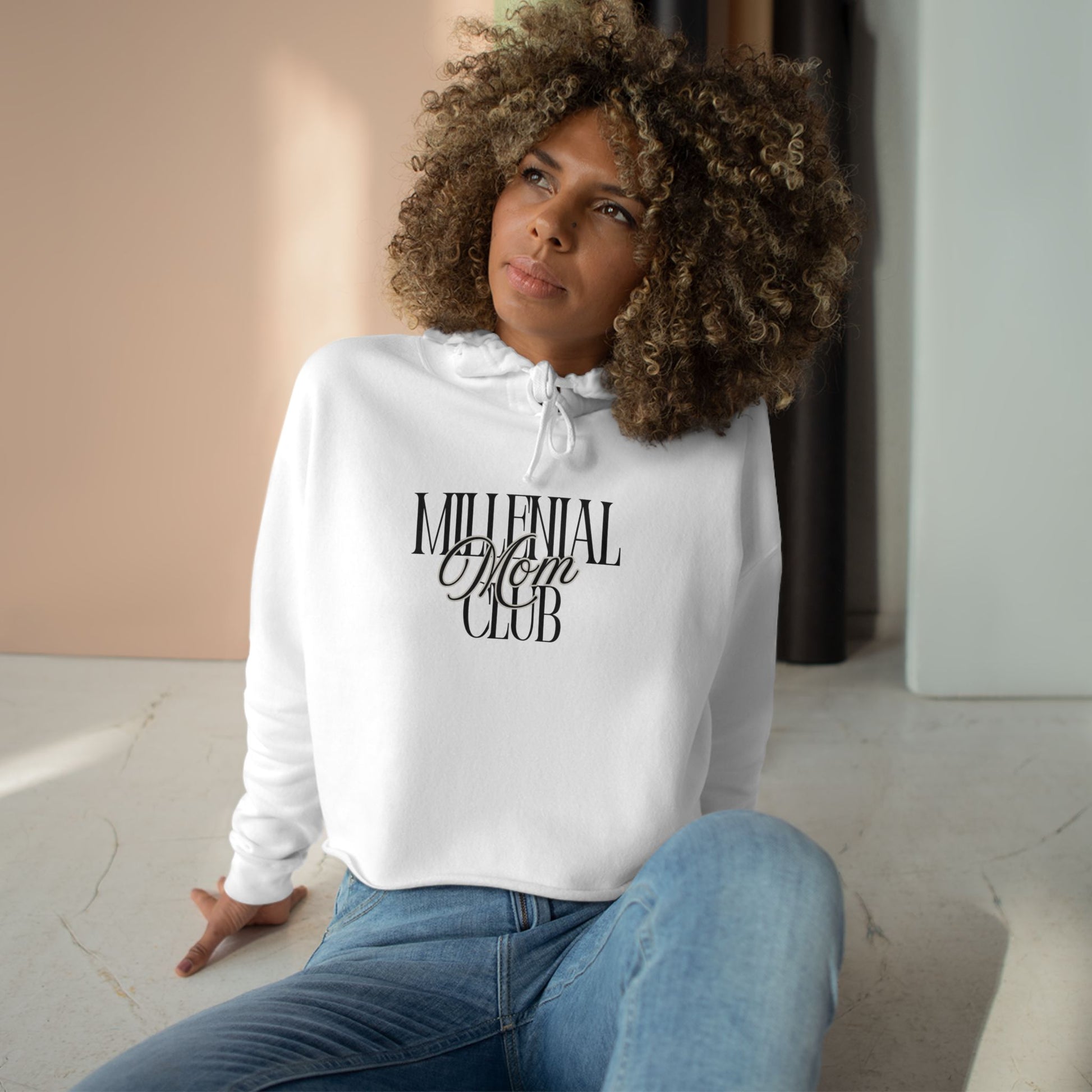 Millennial Mom Club Crop Hoodie