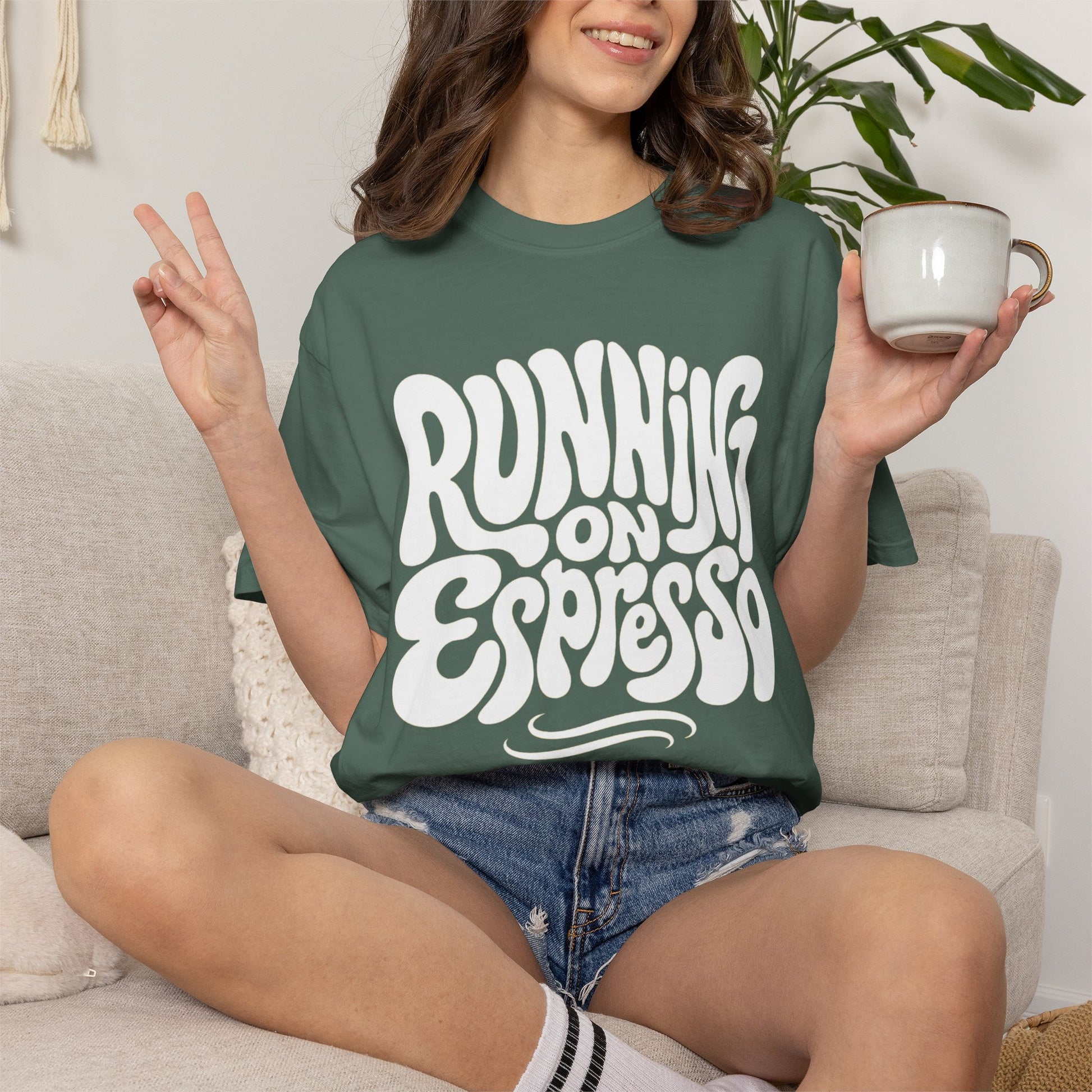Running on Espresso T-shirt | Coffee Lover Shirt, Retro Typography