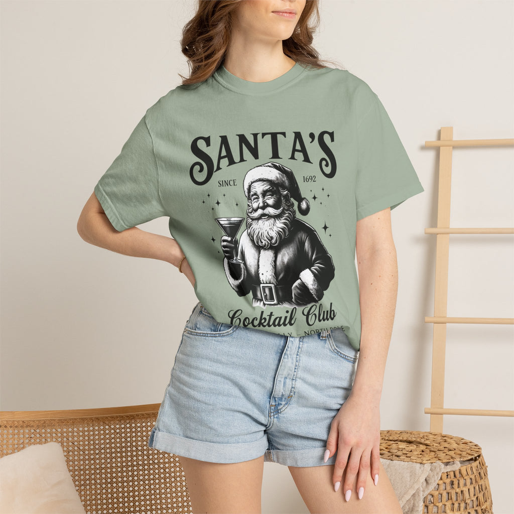 Santa's Cocktail Club T-shirt | Vintage Santa Holding Martini, Holiday Tee