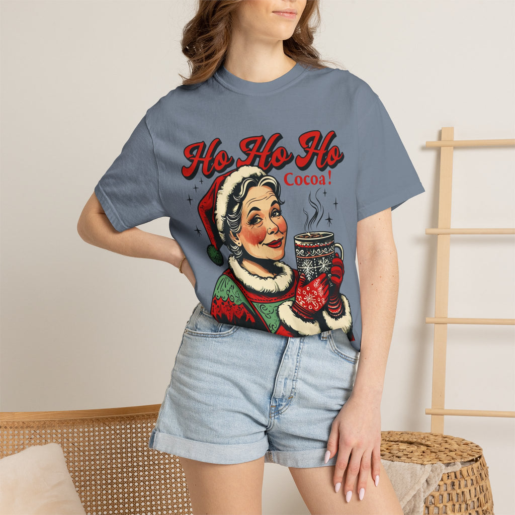 Ho Ho Ho Cocoa! vintage Mrs. Claus illustration T-Shirt | Christmas tee
