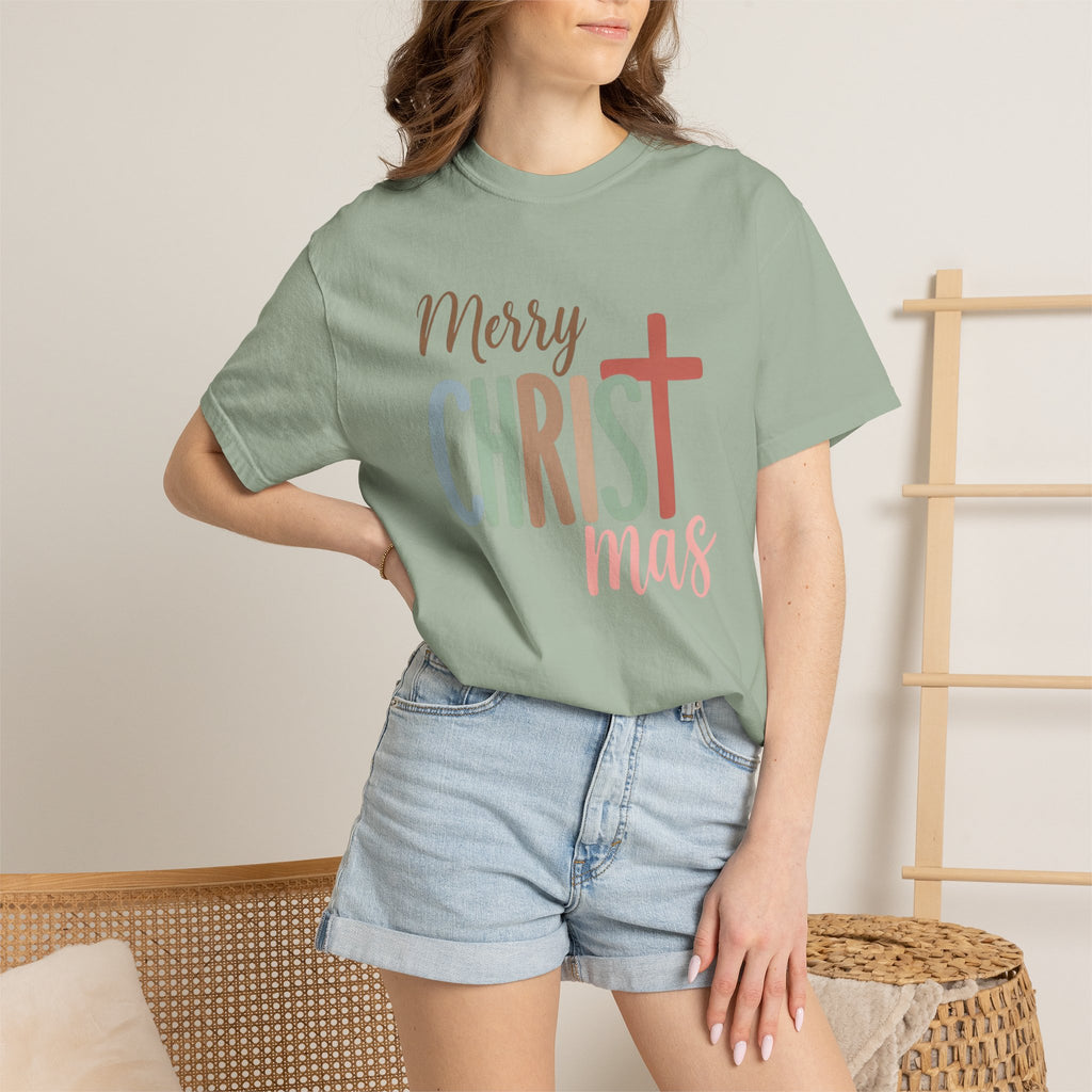 Merry CHRISTmas Cross T-Shirt | Christmas Christian Holiday Tee