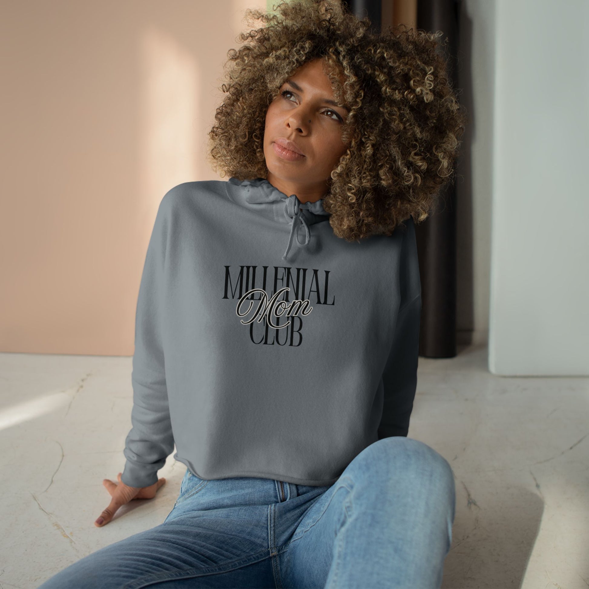 Millennial Mom Club Crop Hoodie