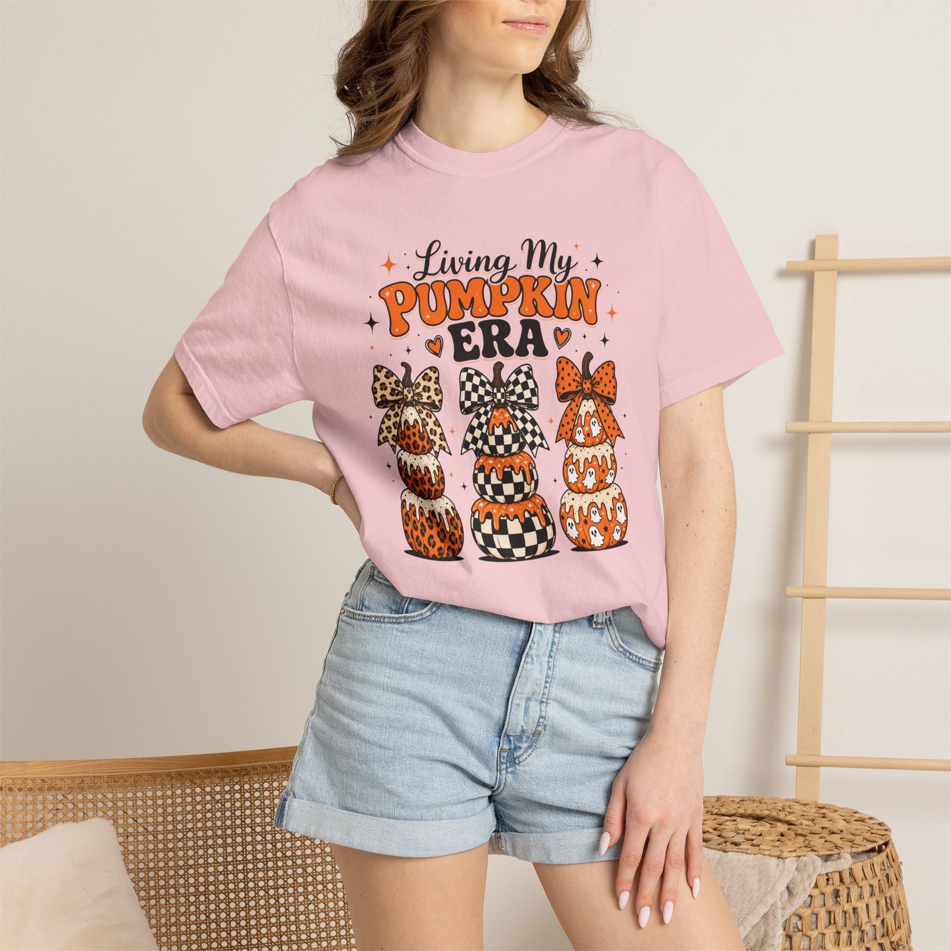 Pumpkin Era T-Shirt — Stacked Patterned Pumpkins Fall Graphic Tee