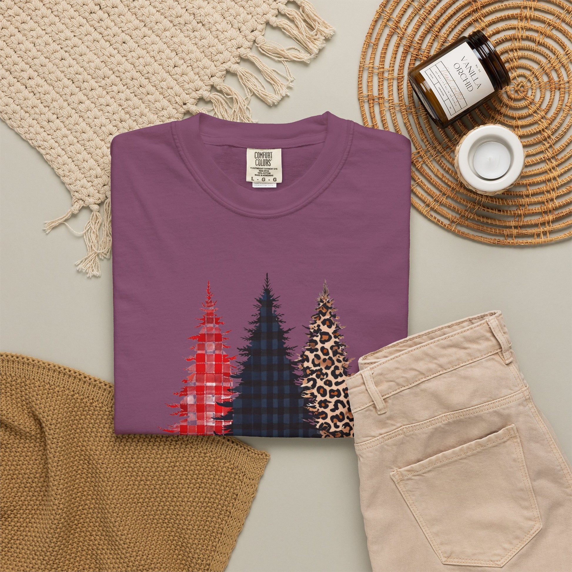 Buffalo Plaid & Leopard Christmas Trees T-Shirt | Merry Christmas