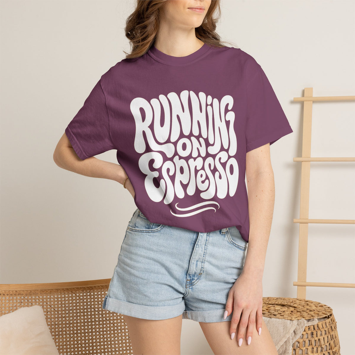 Running on Espresso T-shirt | Coffee Lover Shirt, Retro Typography