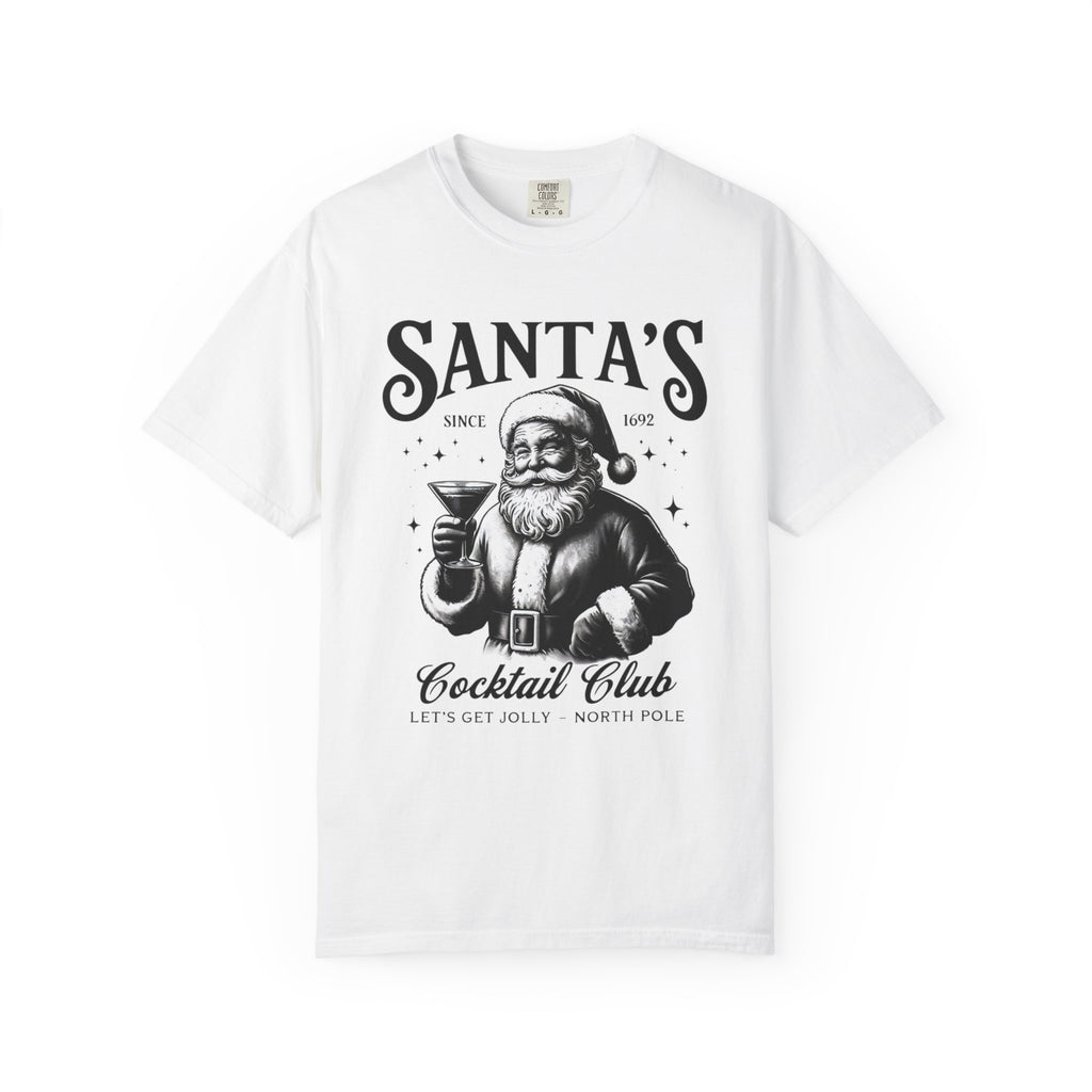 Santa's Cocktail Club T-shirt | Vintage Santa Holding Martini, Holiday Tee