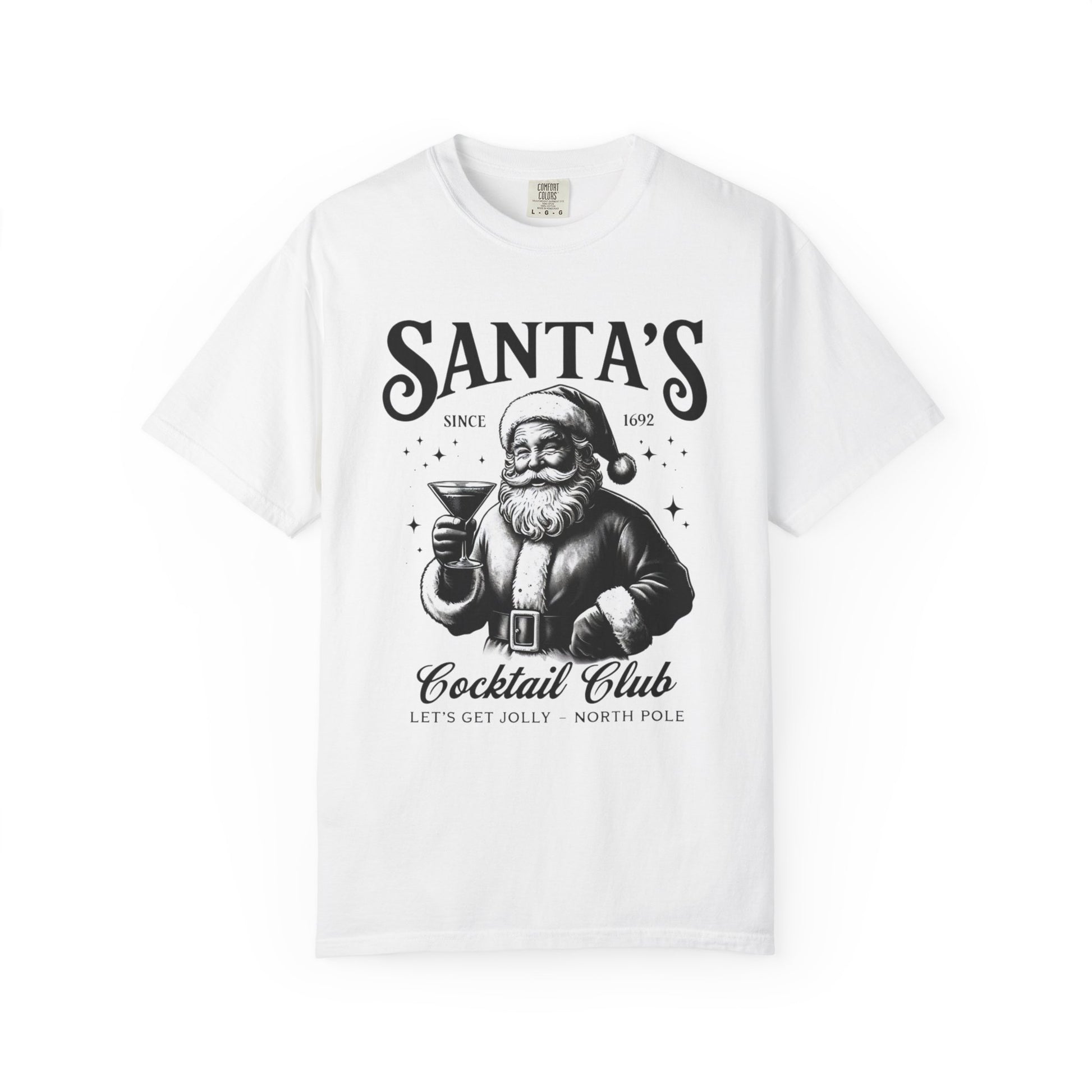 Santa's Cocktail Club T-shirt | Vintage Santa Holding Martini, Holiday Tee