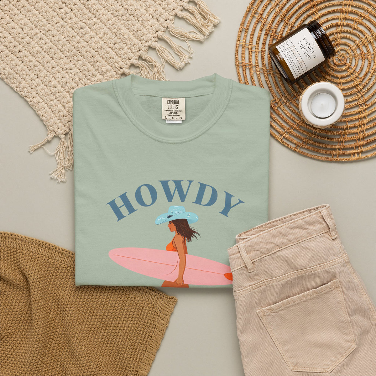 Howdy Surf Girl T-shirt | Surfer Cowgirl Illustration