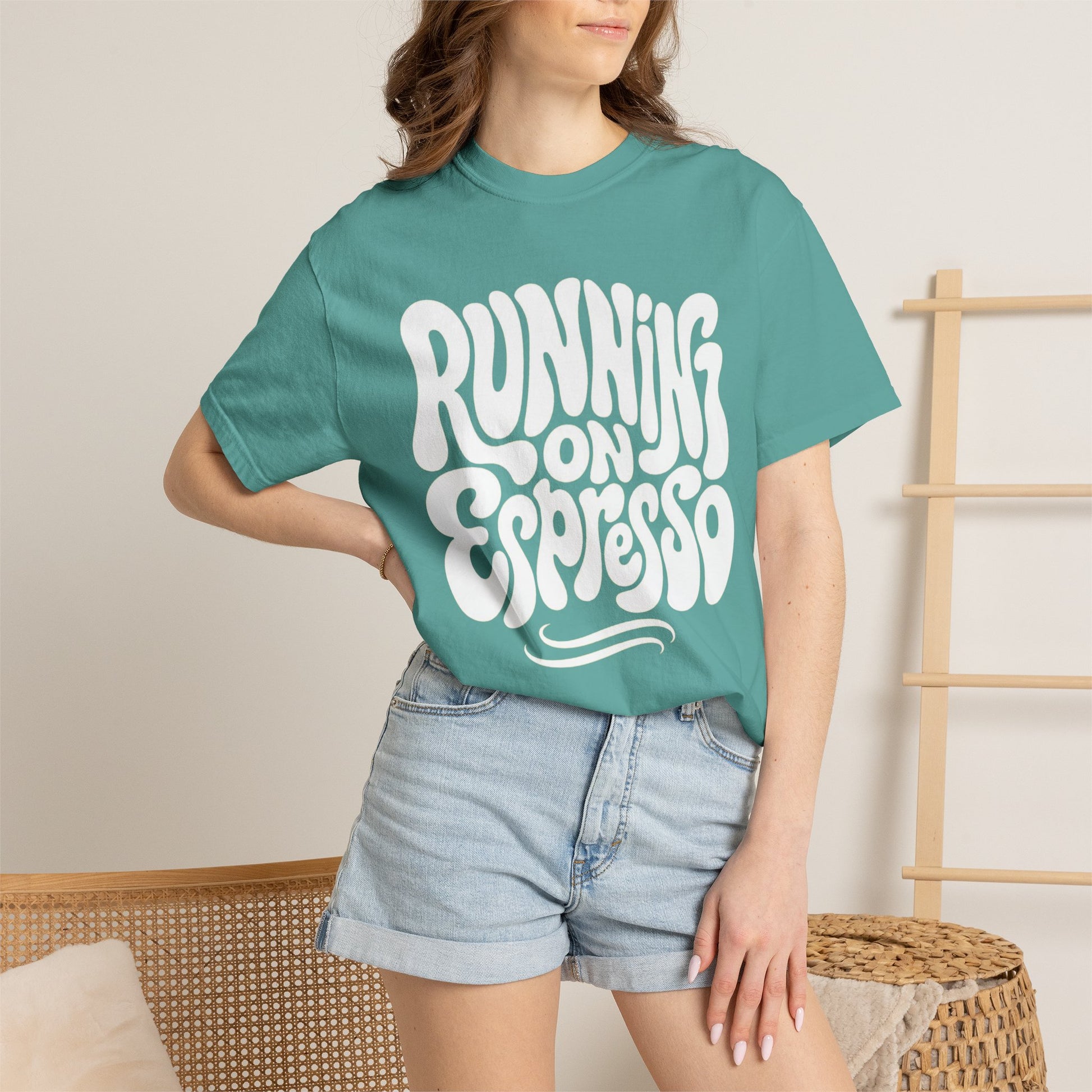 Running on Espresso T-shirt | Coffee Lover Shirt, Retro Typography